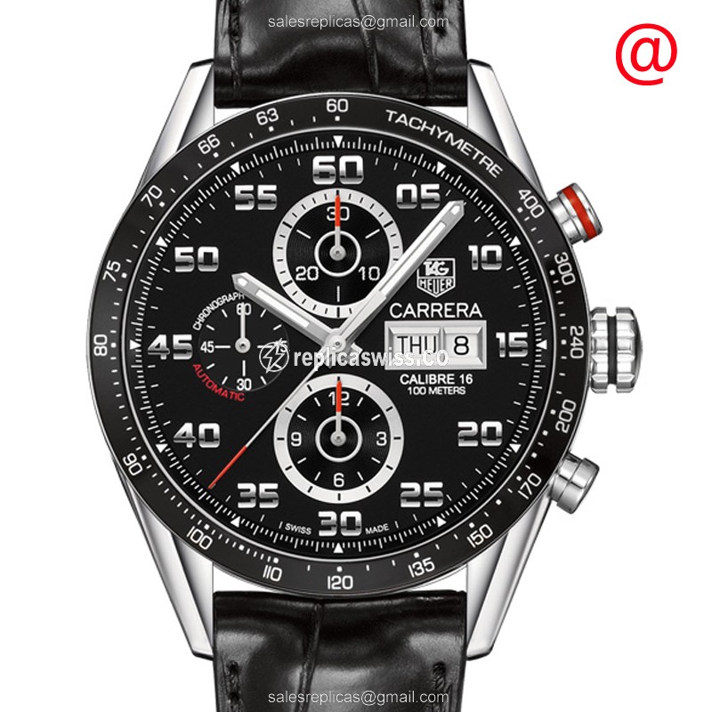 Luxurious Tag Heuer Carrera Replica in Black Dial & Stainless Steel Case, Automatic Movement Watch