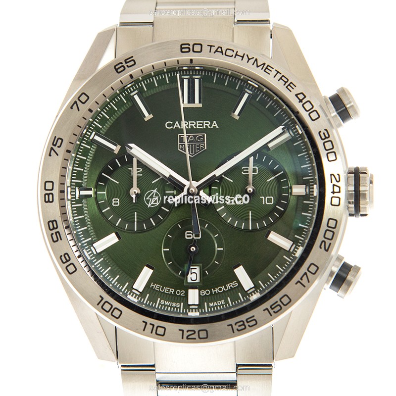 Luxurious Tag Heuer Carrera Replica in Green Dial Stainless Steel Case with Automatic Movement