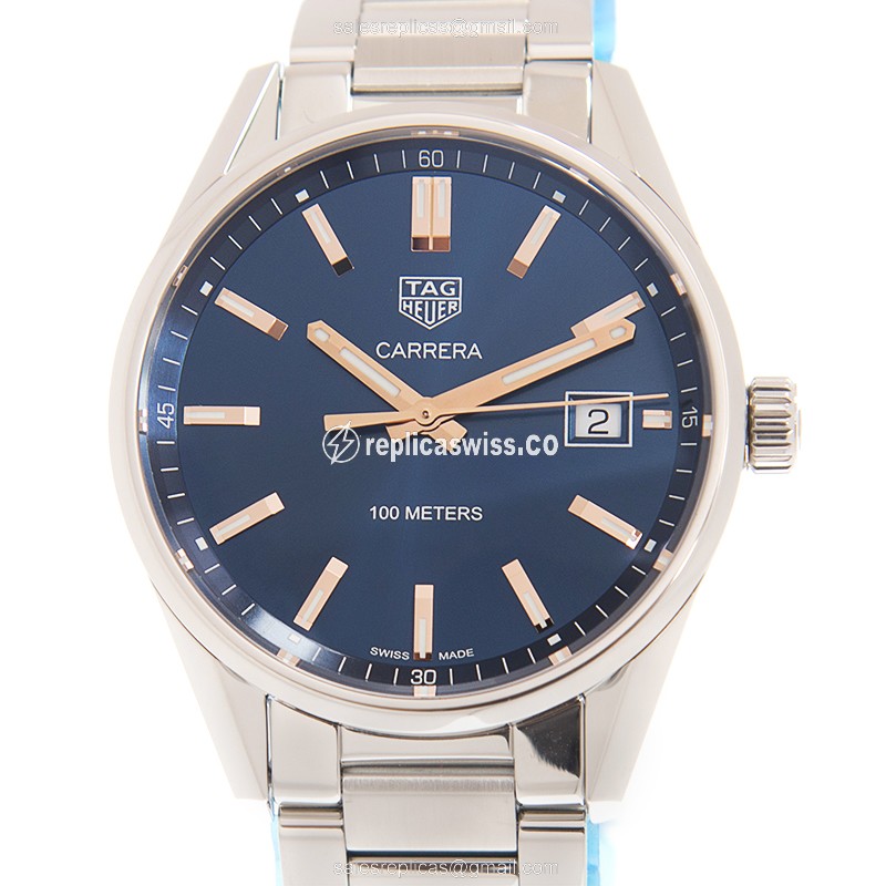 Luxurious Tag Heuer Carrera WAR1112.BA0601 Replica with Blue Dial Stainless Steel Case Watch