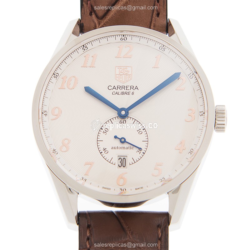 Luxurious Tag Heuer Carrera WAS2115-FC6181 Replica, Automatic Movement, Brown Alligator Strap Watch