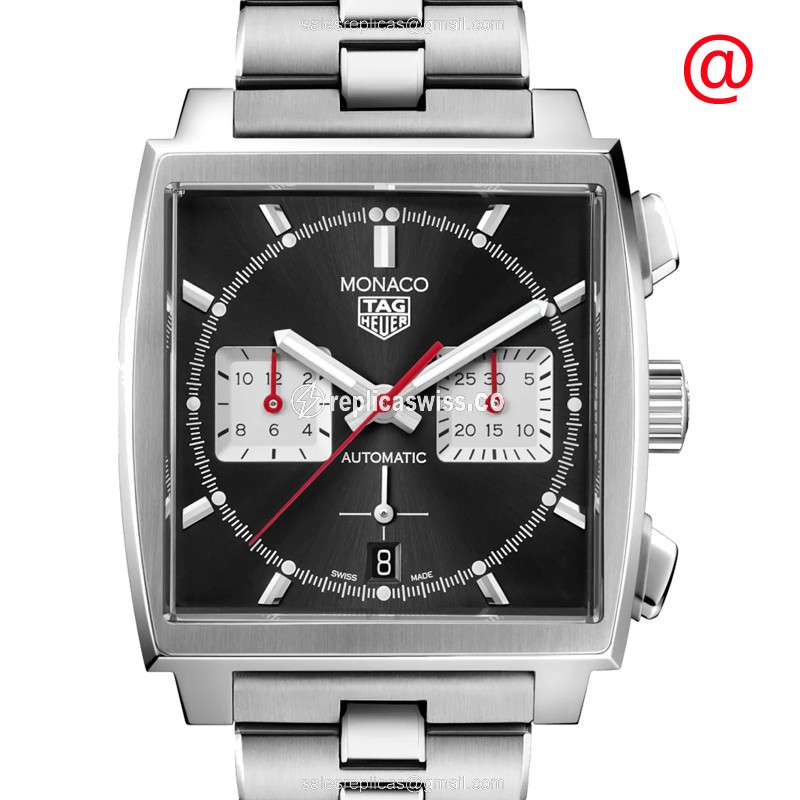 Luxurious Tag Heuer Manaco Replica in Stainless Steel with Automatic Movement Black Dial Watch