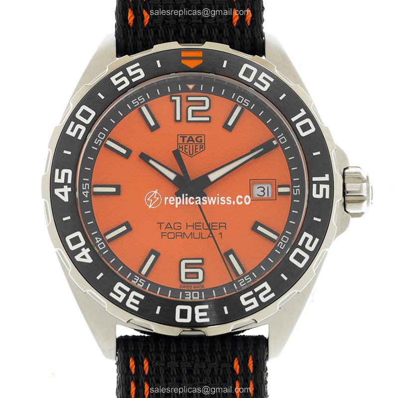 Luxurious Tag Heuer WAZ101A.FC8305 F1 Replica with Orange Dial & Stainless Steel Case Watch