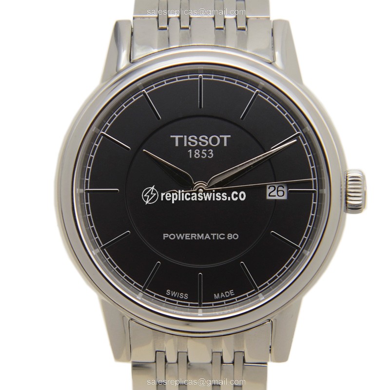 Luxurious Tissot T-CLASSIC Automatic Steel Watch, Black Dial, Steel Band