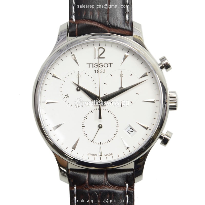 Luxurious Tissot T-Classic Quartz Replica with Elegant White Dial & Sleek Leather Strap Watch
