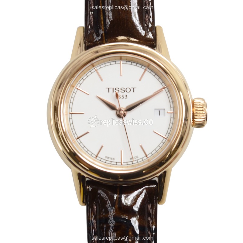 Luxurious Tissot T-Classic Replica in Stainless Steel & White Dial, Genuine Leather Strap Watch