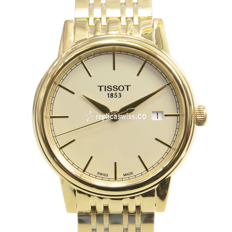 Luxurious Tissot T-Classic Replica Watch | Gold Dial & Steel Case, Quartz Movement