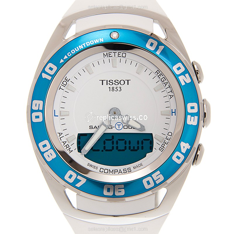 Luxurious Tissot TOUCH Quartz Replica with White Dial & Stainless Steel Case Watch