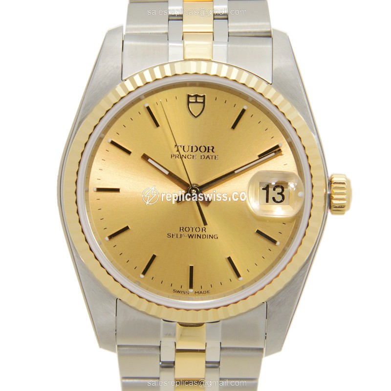 Luxurious Tudor 74033-62473-CH Replica Watch | Gold Dial, Automatic Movement | Steel Case