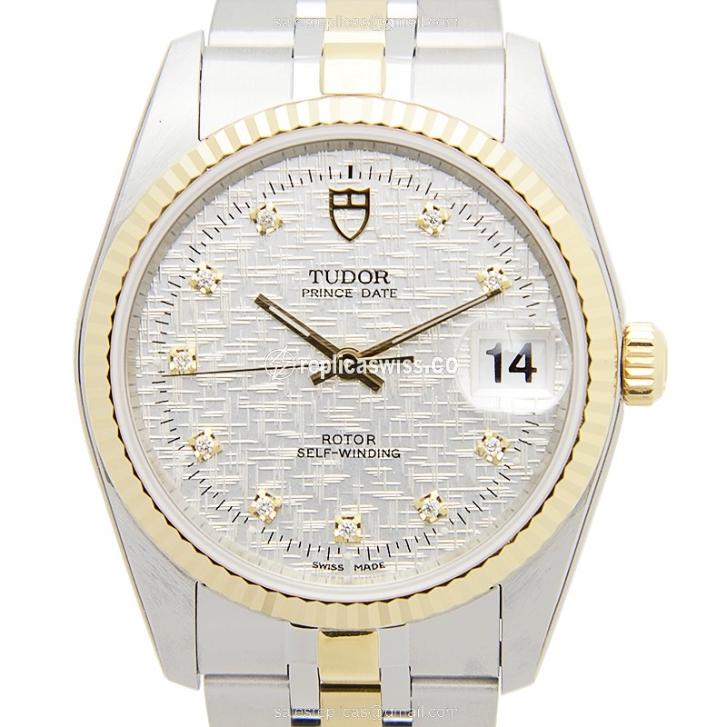 Luxurious Tudor 74033-62473 Silver Dial Automatic Gold & Steel Case Replica Watch
