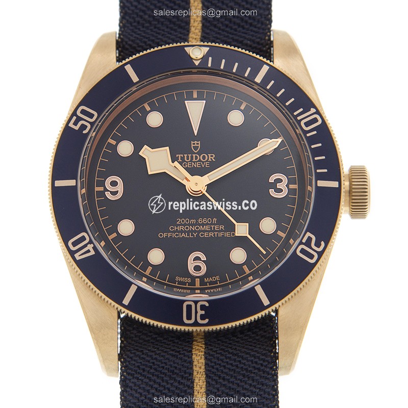 Luxurious Tudor Black Bay Bronze Replica | Automatic Movement, Blue Canvas Strap Watch