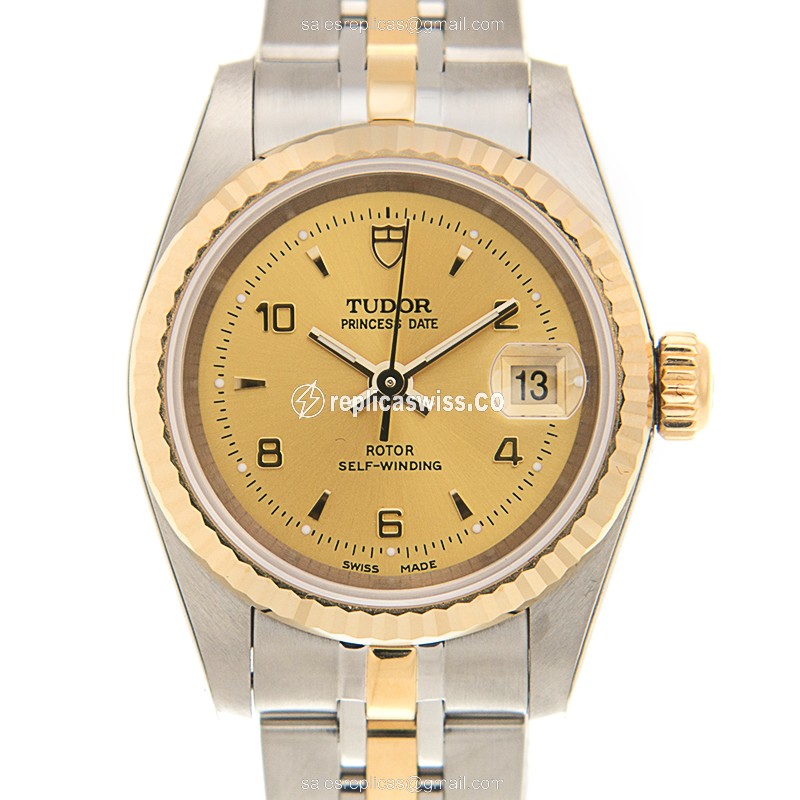 Luxurious Tudor Princess Date Replica in 18kt Gold & Steel Case, Automatic Movement Watch