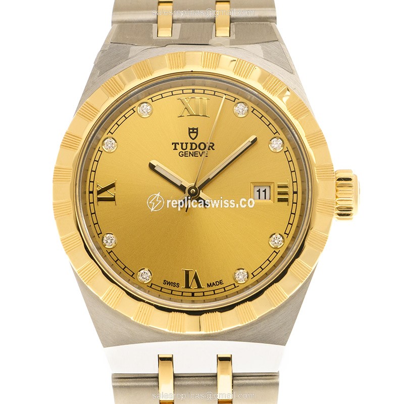 Luxurious Tudor Royal 28303-91033 Replica, Automatic Gold-Plated Steel Case, Elegant Gold Dial Watch