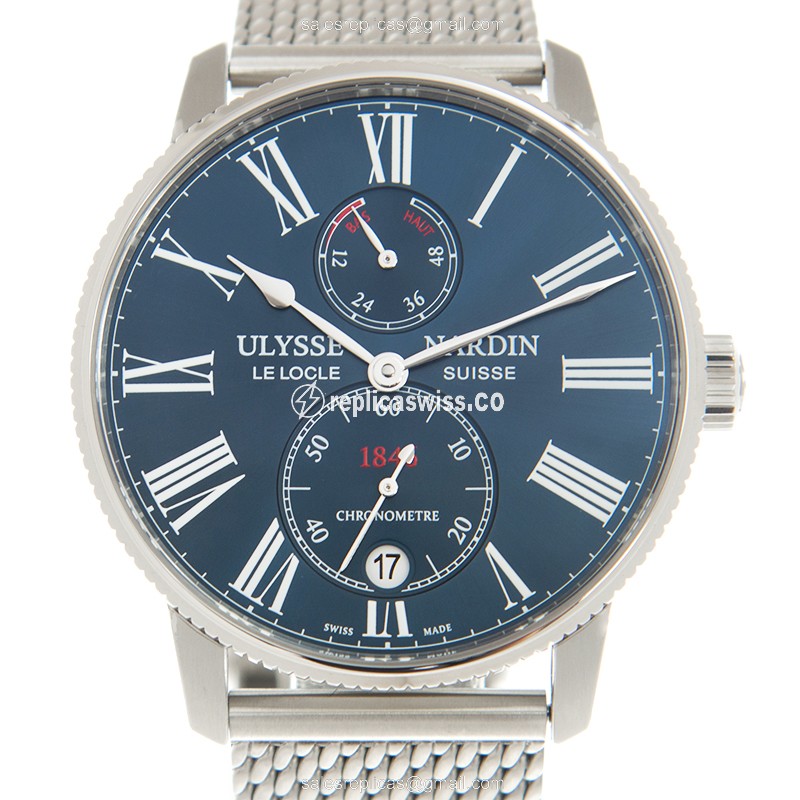Luxurious Ulysse Nardin 1183-310-7MIL/43 Replica Marine Watch | Automatic, Blue Dial, Steel Case