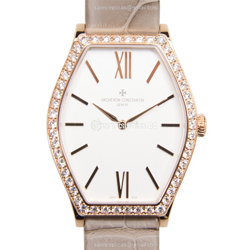 Luxurious Vacheron Constantin 25530/000R-9742 MALTE Replica in White Dial & 18kt Rose Gold with