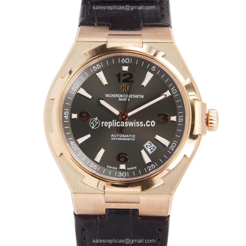 Luxurious Vacheron Constantin Overseas Replica in 18kt Rose Gold, Black Dial & Automatic Movement