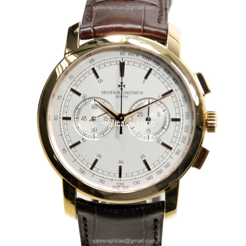 Luxurious Vacheron Constantin Traditionnelle Replica, Manual Wind, 18kt Gold Case & White Dial Watch