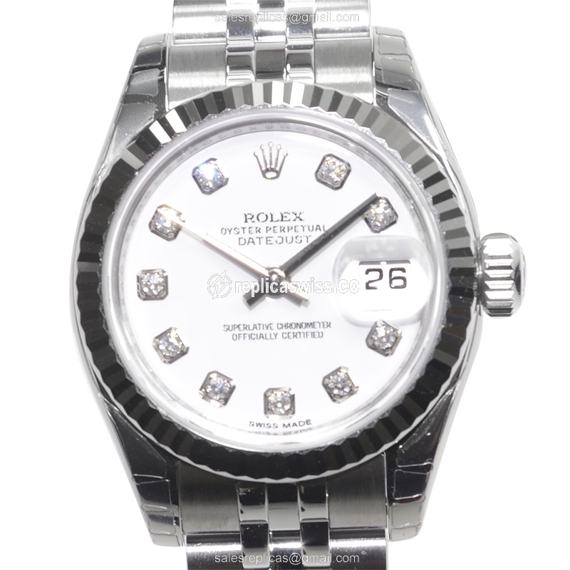 Luxurious White Dial Rolex Lady Datejust Replica in Steel Case & Automatic Movement Watch