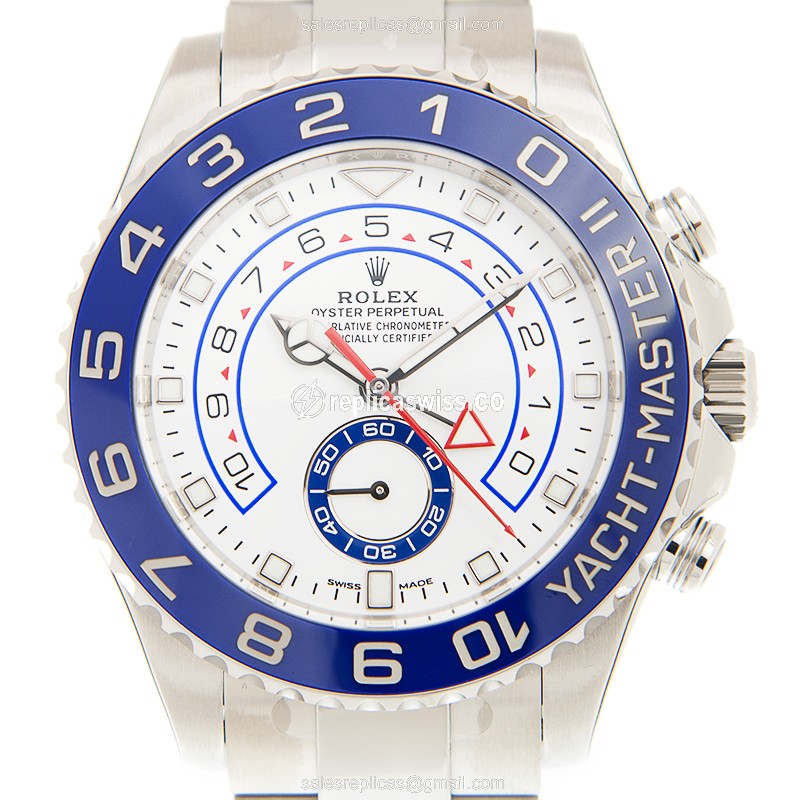 Luxurious White Dial Rolex Yacht Master II Replica in Stainless Steel with Automatic Movement Watch