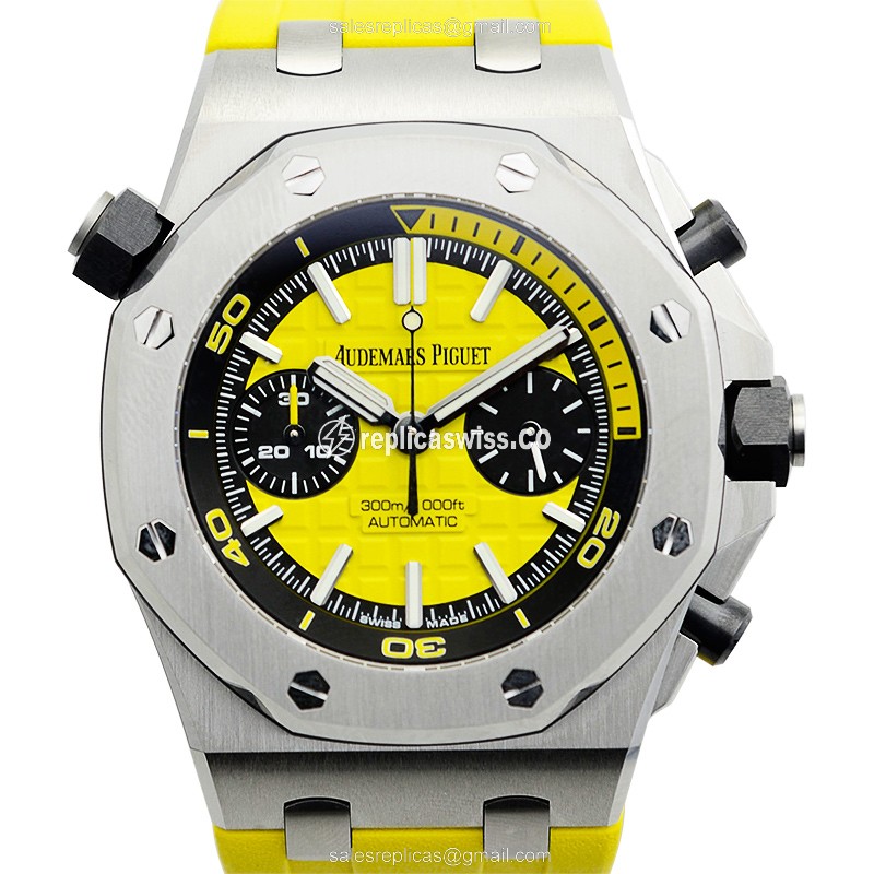 Luxurious Yellow Dial Steel Case Automatic Movement Audemars Piguet ROYAL OAK OFFSHORE Replica Watch