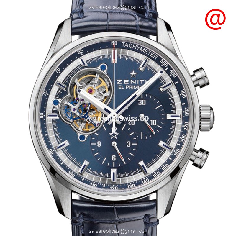 Luxurious Zenith Chronomaster Replica in Stainless Steel Case with Automatic Movement Blue Dial