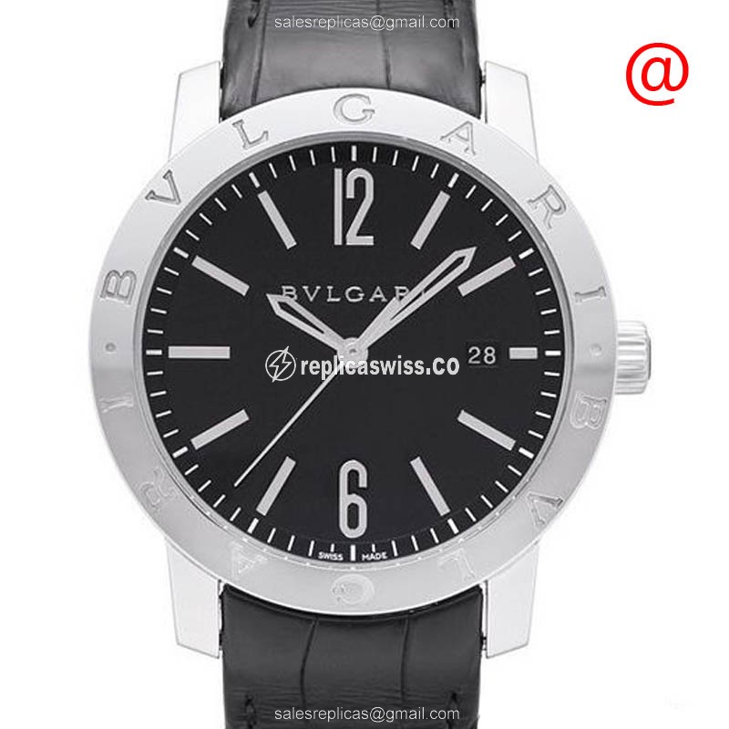 Luxury Bulgari 101867 Replica Automatic Watch | Black Dial | Alligator Black Strap