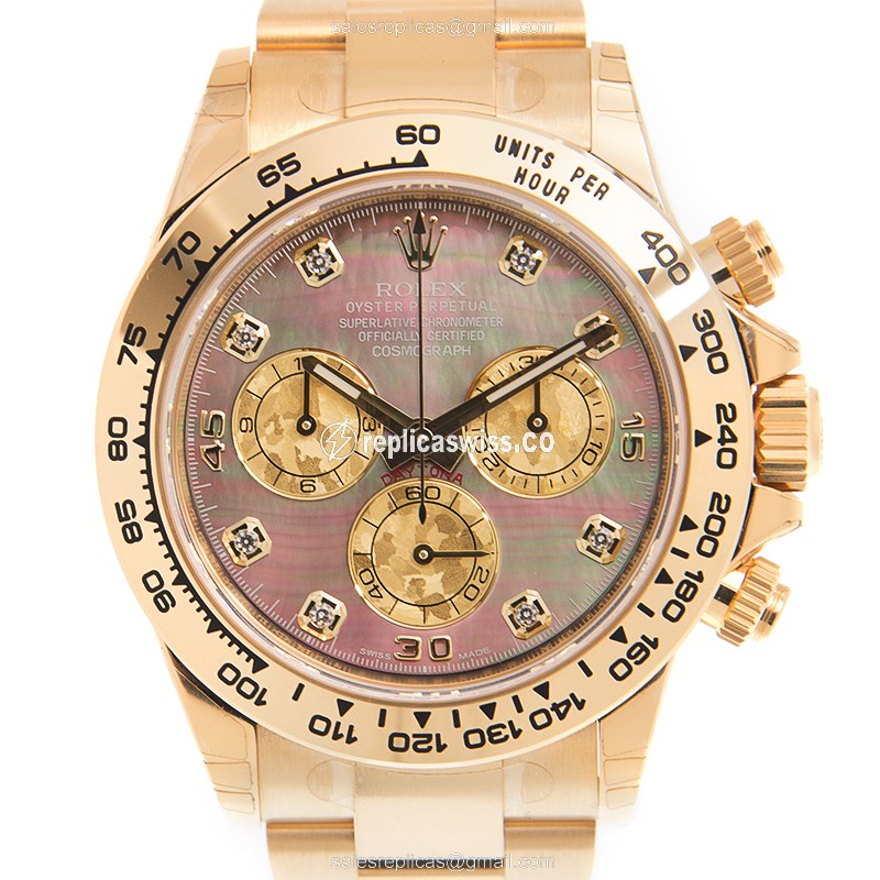 Luxury Gold Rolex Daytona Replica: Automatic Movement, Black Dial, 18kt Gold Case & Strap Watch