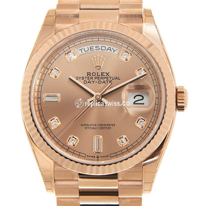 Luxury Gold-Tone Rolex Day-Date Replica with Automatic Movement & 18kt Gold Strap Watch