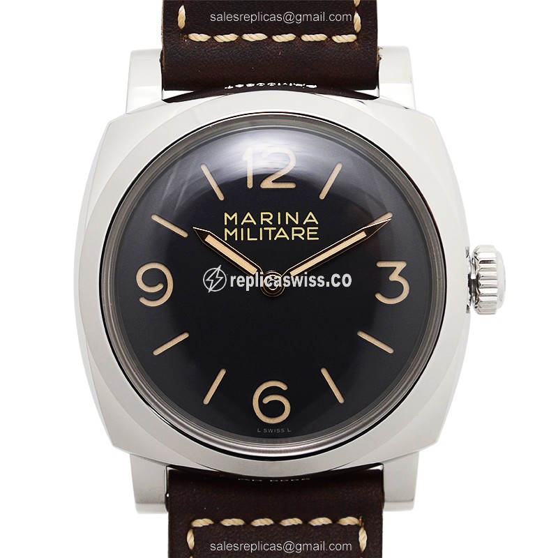 Luxury Panerai PAM00587 1940 Marina Militare Steel Replica Watch | Manual Wind | Black Dial & Brown