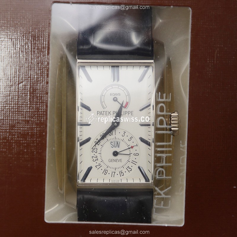 Luxury Patek Philippe 5200G-010 GONDOLO Manual Wind Gold Case Watch with White Dial Alligator