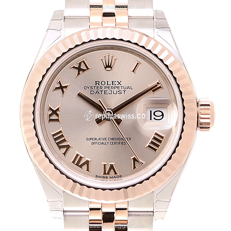 Luxury Pink Dial Rolex Lady Datejust Replica | Automatic Movement | 18kt Steel Case Watch