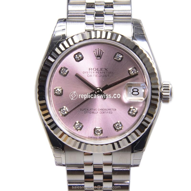 Luxury Pink Dial Rolex Lady Datejust Replica, Automatic Movement & Steel Case Watch
