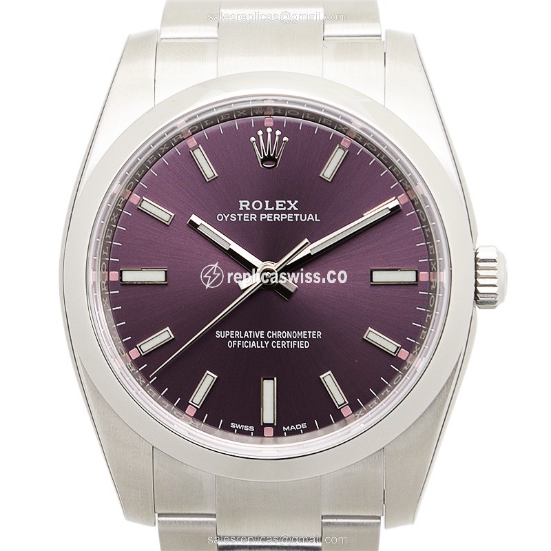 Luxury Purple Dial Rolex 114200PUR_O OYSTER Perpetual Automatic Steel Case Watch