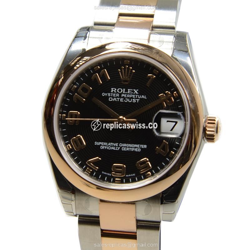 Luxury Replica Rolex Lady Datejust 178241BKCONCAR with Automatic Movement & 18kt Rose Gold Case