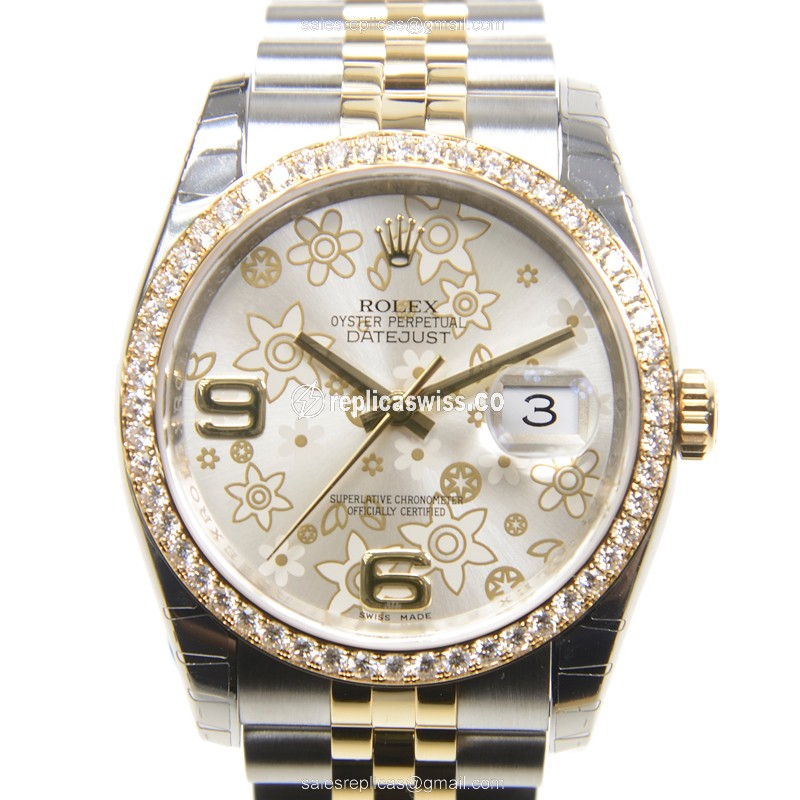 Luxury Rolex 116243S DATEJUST Replica in 18kt Gold & Steel, Automatic Movement, Silver Dial Watch