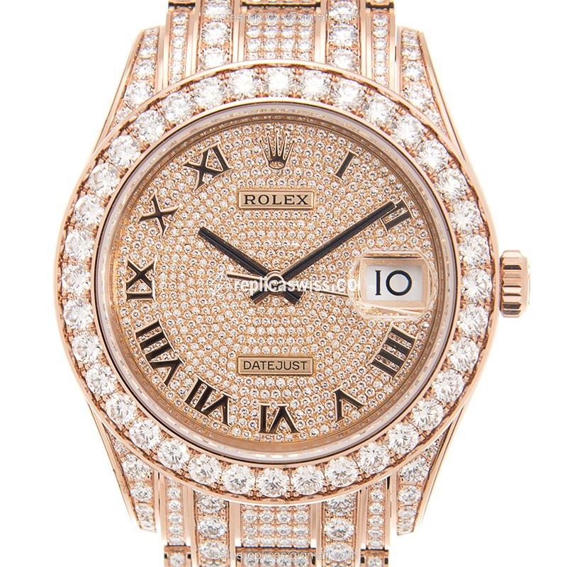 Luxury Rolex 86405RBR-CHRN Replica, Automatic Movement, 18kt Gold & Diamond Case Watch