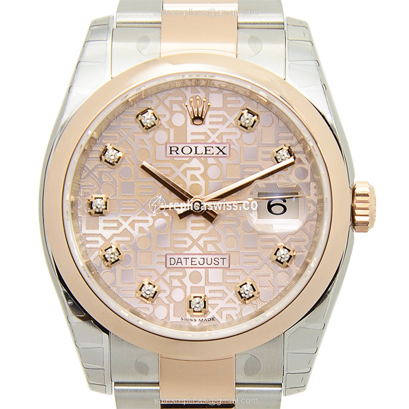 Luxury Rolex DATEJUST 116201J Replica in 18kt Pink Gold Case & Automatic Movement Watch