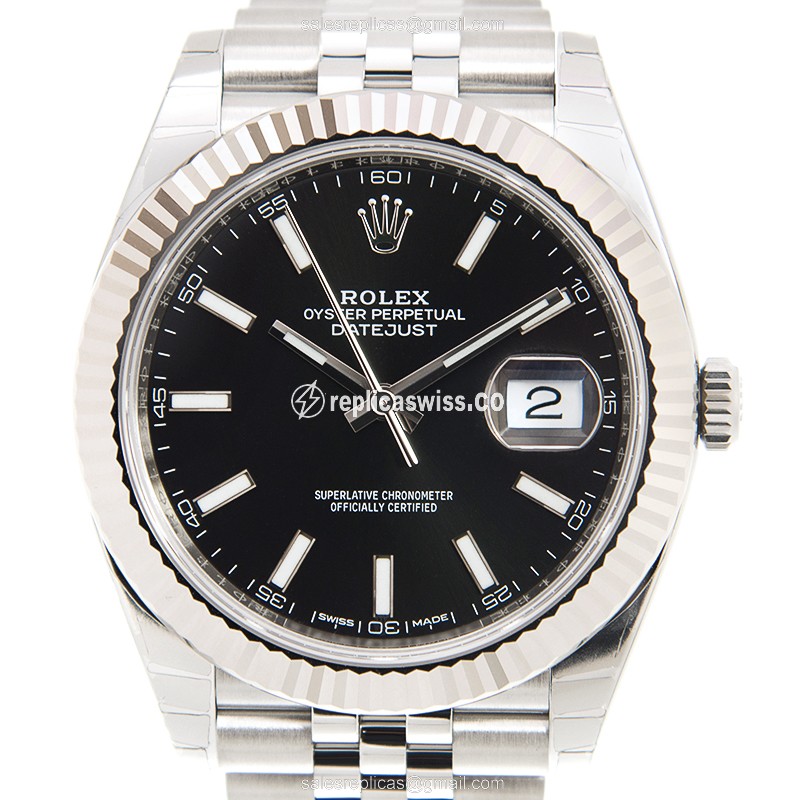 Luxury Rolex Datejust 126334-0018 Replica in 18kt Gold & Steel, Automatic Movement, Black Dial Watch