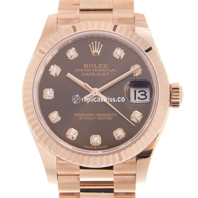 Luxury Rolex DATEJUST 278275-0010 Replica in 18kt Gold, Automatic Movement & Brown Dial Watch