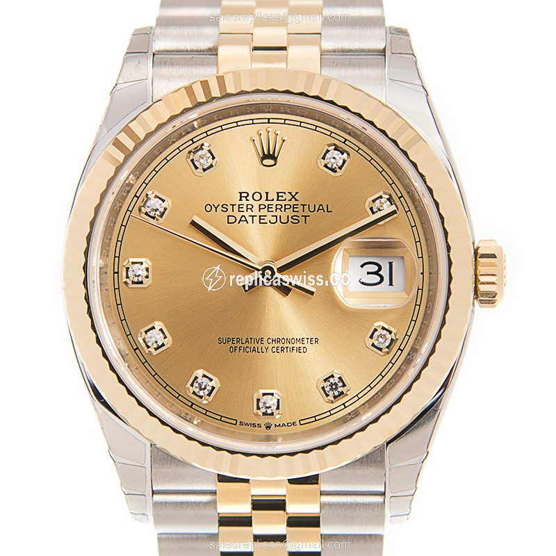 Luxury Rolex DATEJUST Replica in 18kt Gold & Steel Case, Automatic Movement Watch