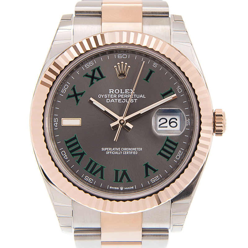 Luxury Rolex DATEJUST Replica in 18kt Steel & Rose Gold, Automatic Movement Dark Grey Dial Watch