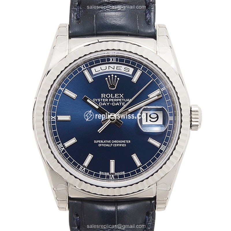 Luxury Rolex Day-Date 118139BL Replica in 18kt Gold, Automatic Movement with Blue Dial & Blue