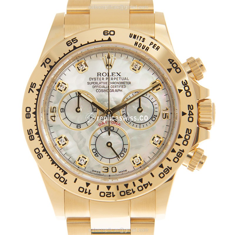 Luxury Rolex Daytona 116508-0007 Replica in 18kt Gold Case, Automatic Movement & White Dial Watch