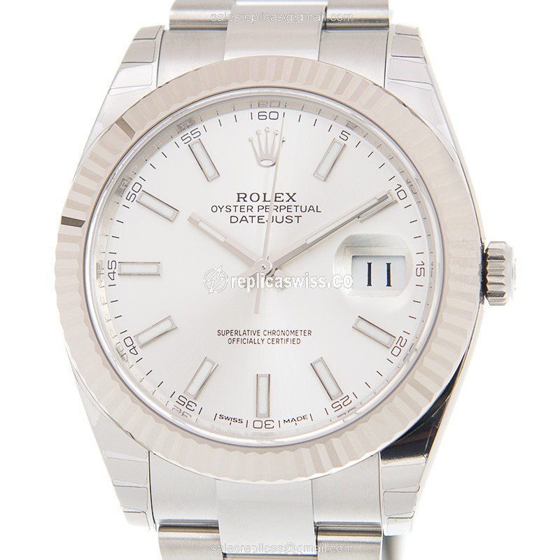 Luxury Stainless Steel Rolex Datejust Replica with Silver Dial Automatic Movement Watch