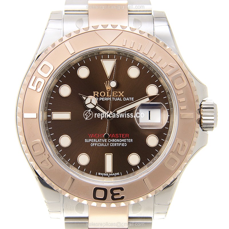 Luxury Yacht Master 116621BR_O Rolex Replica with Automatic Movement 18kt Brown Dial Gold Clasp