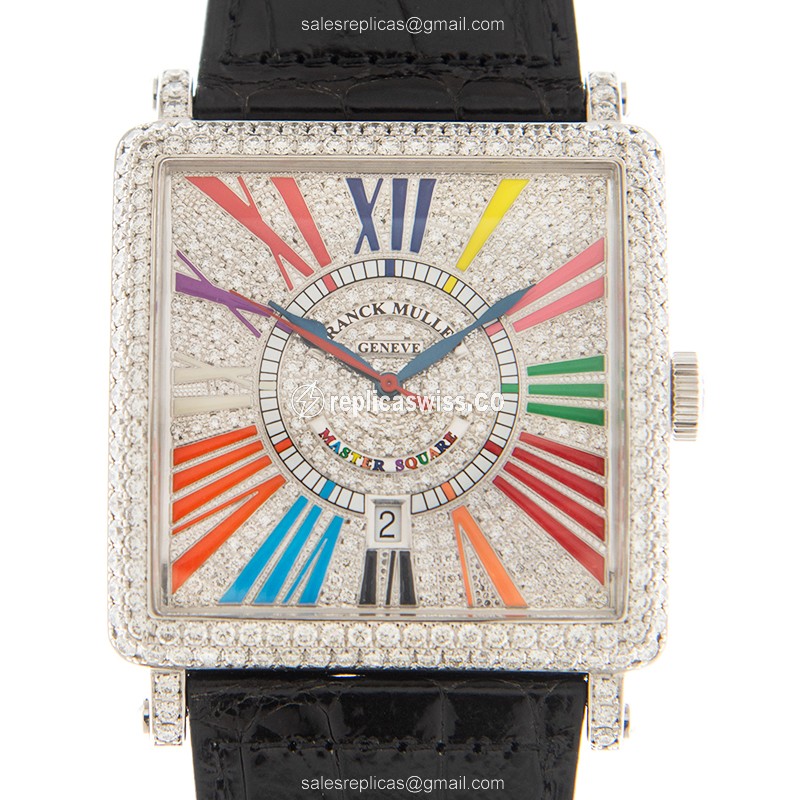 Master Franck Muller Square Watch | Automatic Movement | 18kt White Gold Case, Diamond Bezels