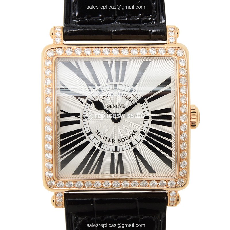 Master Square by Franck Muller Replica, 18kt Rose Gold Case & Diamond Accents, Quartz Movement Watch