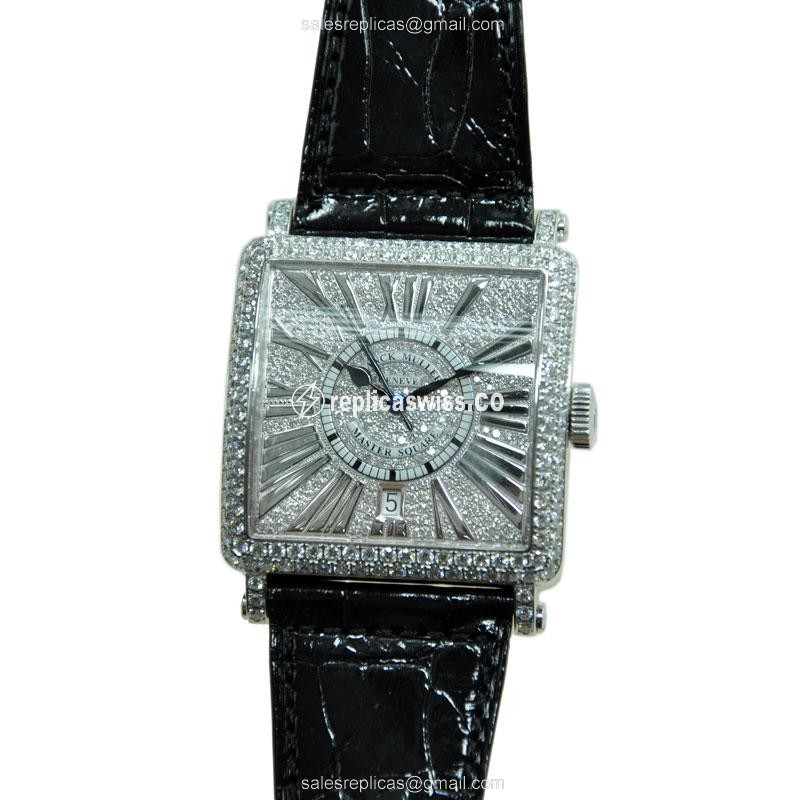Master Square Replica by Franck Muller: Automatic Movement, 18kt White Gold Case & Diamond Bezels