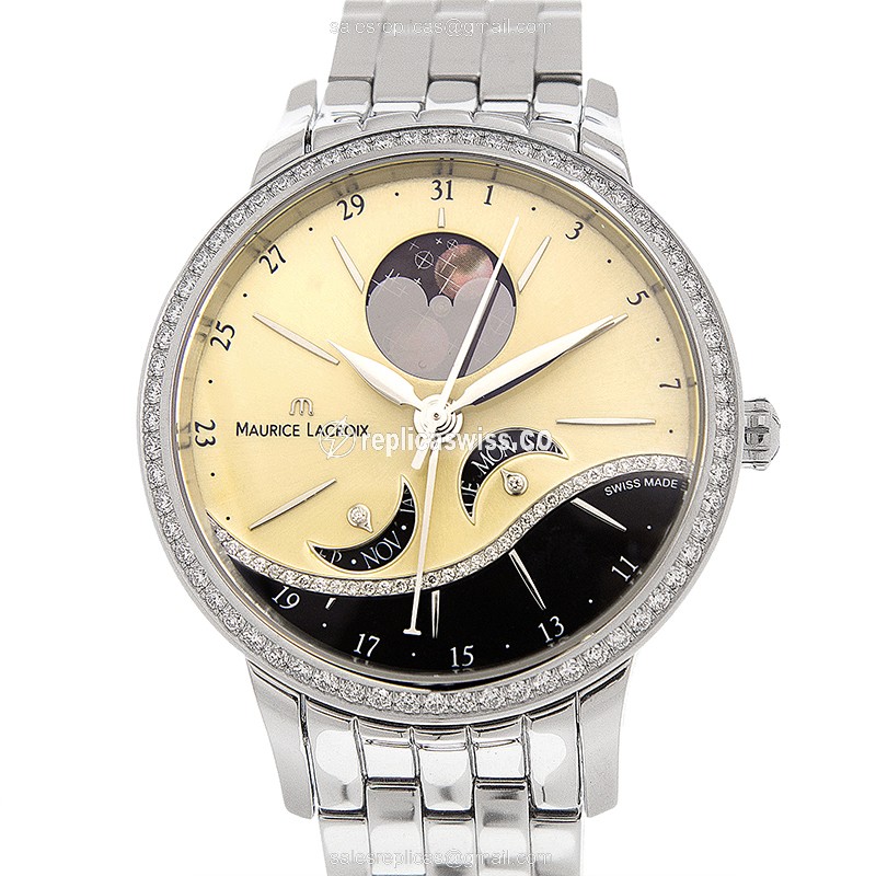 Maurice Lacroix STARSIDE Gold Dial Automatic Replica, Crafted in Steel, Sapphire Crystal Watch