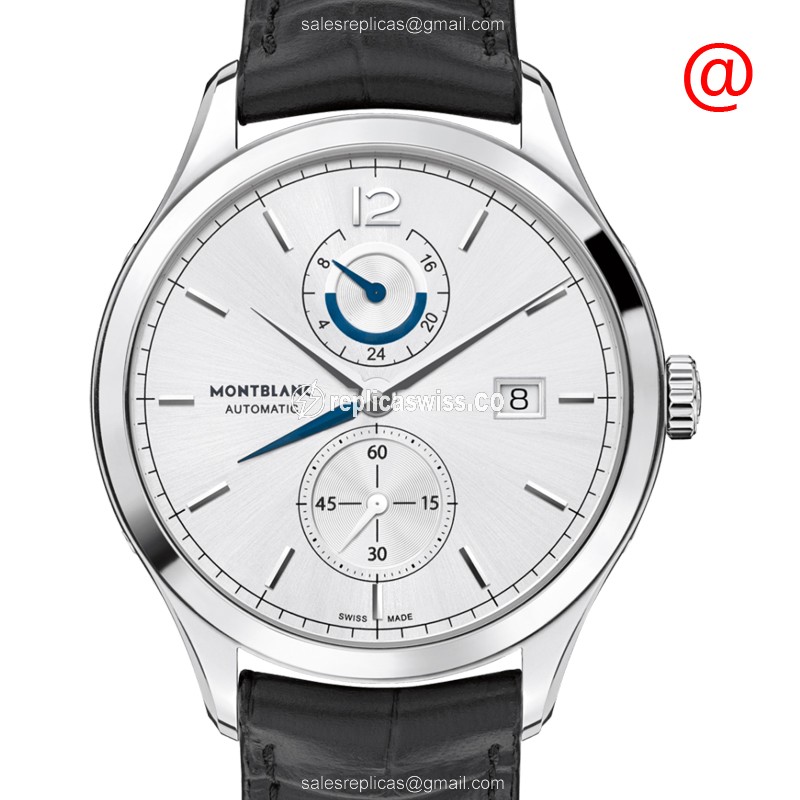 Mont Blanc 112540 Heritage — Silver Dial, Automatic Movement, Genuine Leather Strap Watch