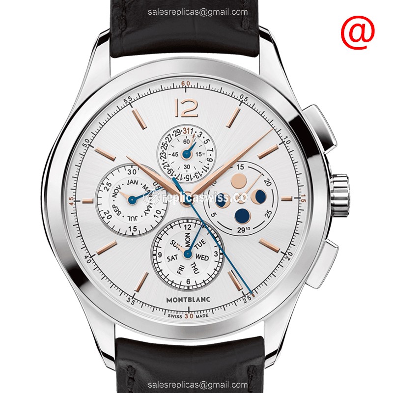 Mont Blanc 114875 Heritage Replica | Automatic Movement | Silver Dial | Leather Strap Watch
